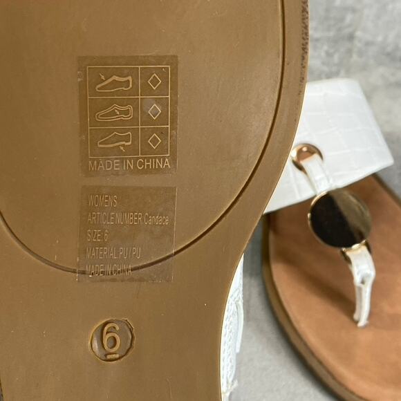 GC SHOES Women’s White Candace Memory Foam Thong Slip-On Flat Sandals SZ 6 - Picture 9 of 9